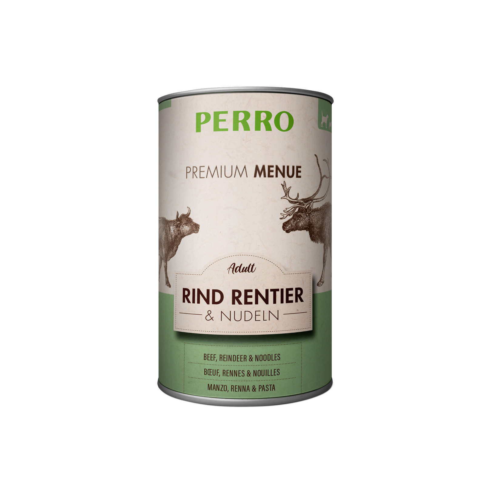 PERRO Premium Menue Adult Rind Rentier Nudeln 410 g